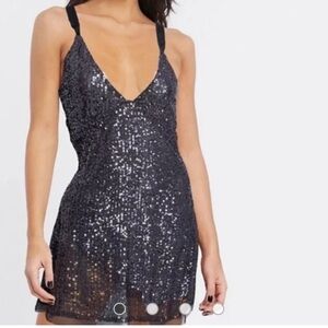 NWT Free People Women's Gold Rush Mini Dress Purple Sequined Night Combo Size S